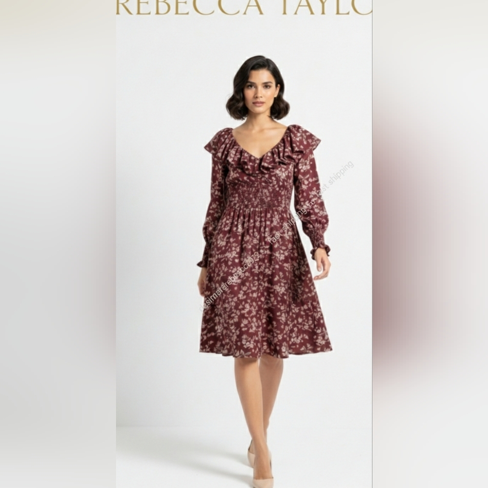 Rebecca Taylor 100% Silk Floral Ruffle Mini Dress with Pockets - Size: 0